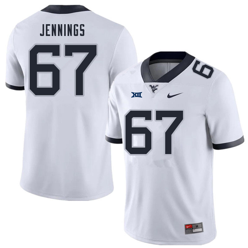 NCAA Men's Chez Jennings West Virginia Mountaineers White #67 Nike Stitched Football College Authentic Jersey HR23G84ZL